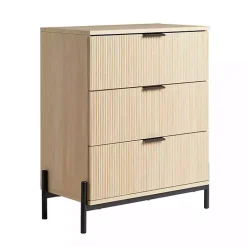 Outlet Kirklands Home Coastal Oak Reeded 3-Drawer Dresser Tan