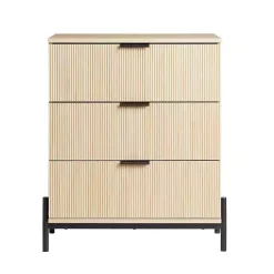 Outlet Kirklands Home Coastal Oak Reeded 3-Drawer Dresser Tan
