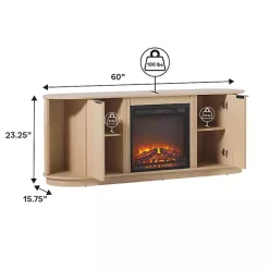 Sale Kirklands Home Coastal Oak Reeded Fireplace Media Cabinet Tan