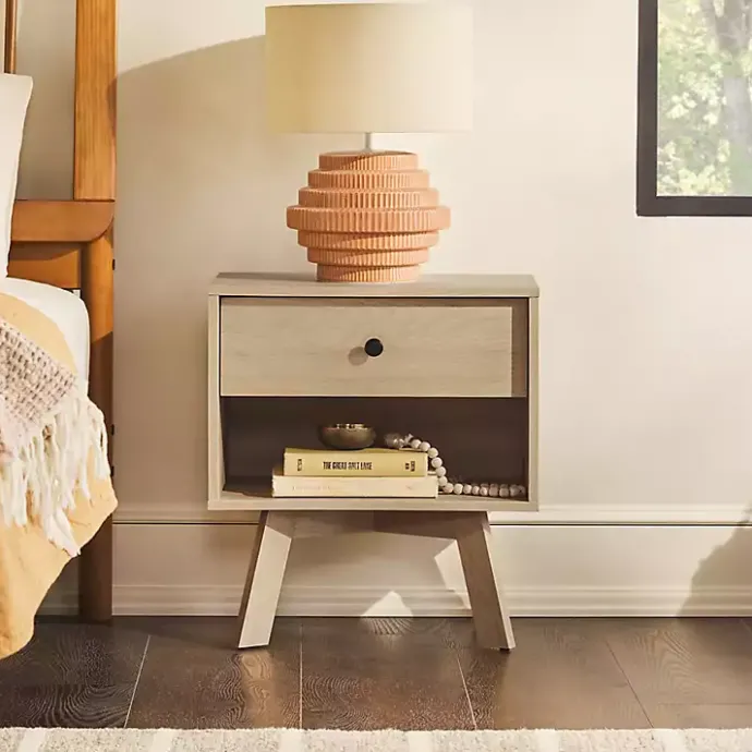 Online Kirklands Home Coastal Oak Wood Mid-century Modern Nightsd Tan