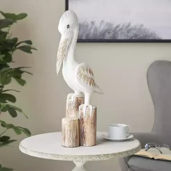 Online Kirklands Home Coastal Pelican Wood Statue White
