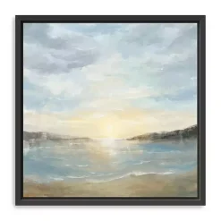 Best Kirklands Home Coastal Sunset Framed Canvas Art Print, 30x30 in. Blue