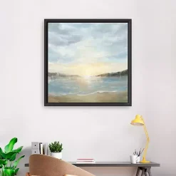 Best Kirklands Home Coastal Sunset Framed Canvas Art Print, 30x30 in. Blue