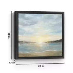 Best Kirklands Home Coastal Sunset Framed Canvas Art Print, 30x30 in. Blue