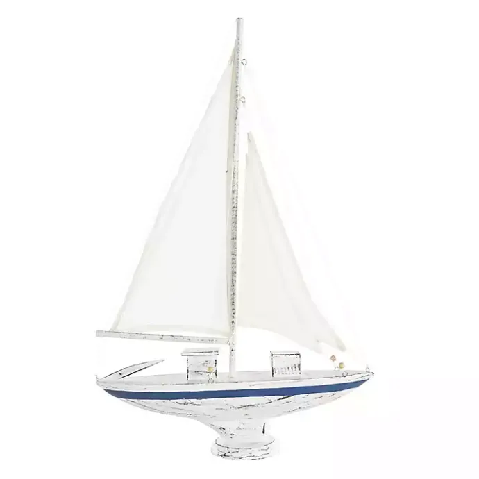 Outlet Kirklands Home Coastal White and Blue Sailboat Statue