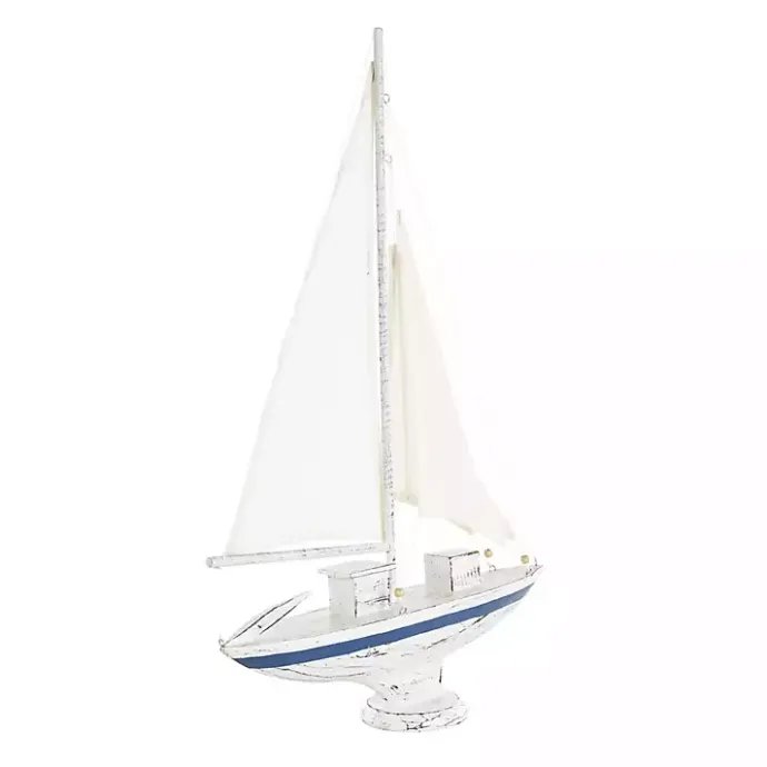 Outlet Kirklands Home Coastal White and Blue Sailboat Statue