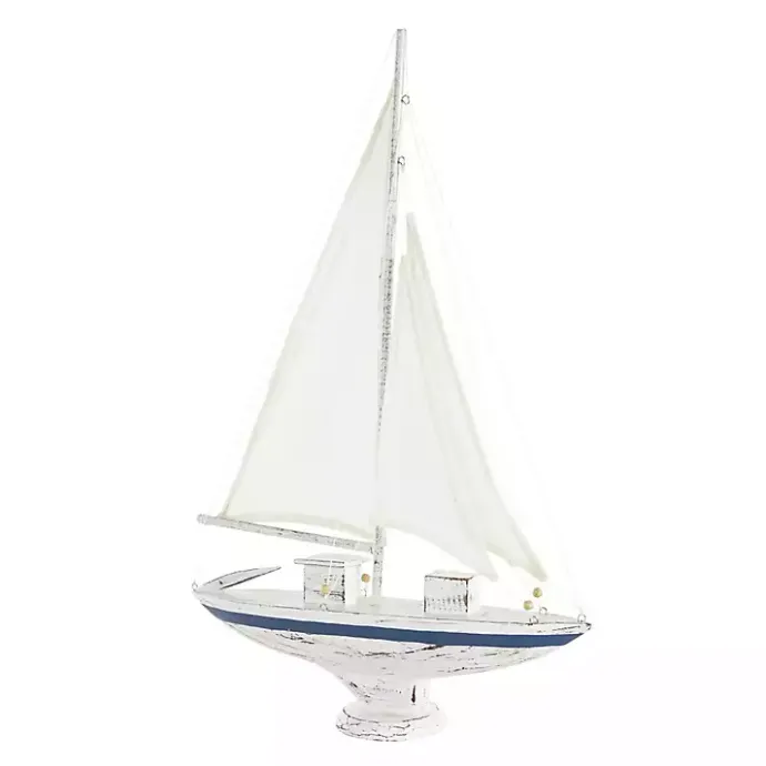 Outlet Kirklands Home Coastal White and Blue Sailboat Statue