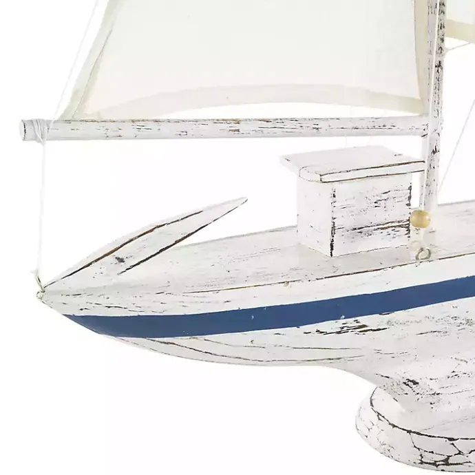 Outlet Kirklands Home Coastal White and Blue Sailboat Statue