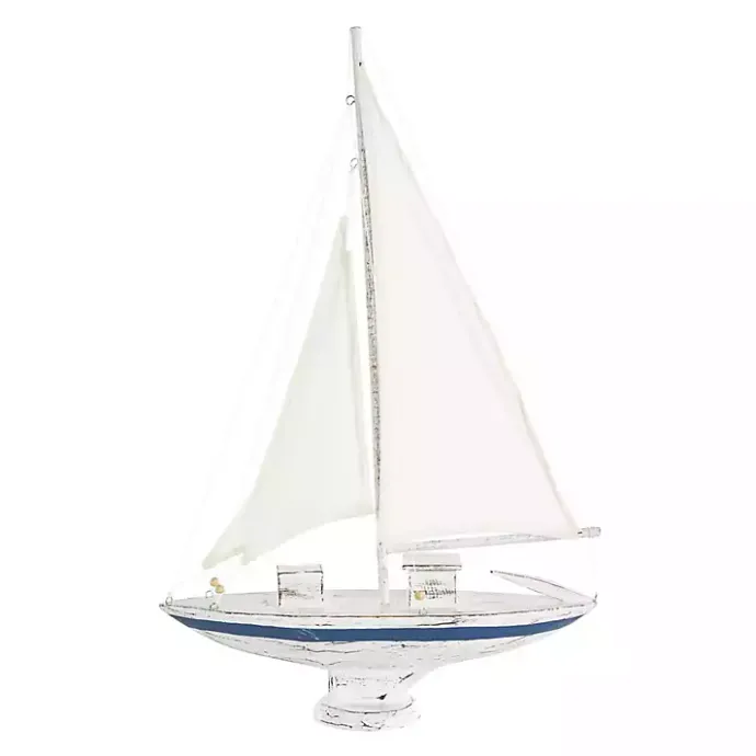 Outlet Kirklands Home Coastal White and Blue Sailboat Statue
