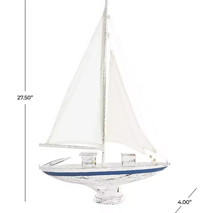 Outlet Kirklands Home Coastal White and Blue Sailboat Statue