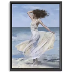 Hot Kirklands Home Coastal Woman in Dress Framed Canvas Art Print