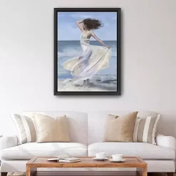 Hot Kirklands Home Coastal Woman in Dress Framed Canvas Art Print