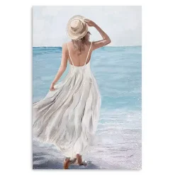 New Kirklands Home Coastal Woman in White Canvas Art Print, 32x48 in.