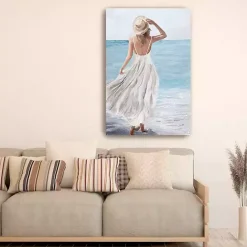 New Kirklands Home Coastal Woman in White Canvas Art Print, 32x48 in.