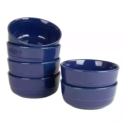 Hot Kirklands Home Cobalt Linear Cereal Bowls, Set of 6 Blue