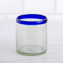 Best Kirklands Home Cobalt Rim Baja Rocks Glass