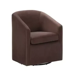 Hot Kirklands Home Coco Velvet Swivel Barrel Accent Chair Brown