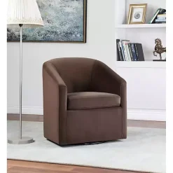 Hot Kirklands Home Coco Velvet Swivel Barrel Accent Chair Brown