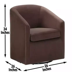 Hot Kirklands Home Coco Velvet Swivel Barrel Accent Chair Brown