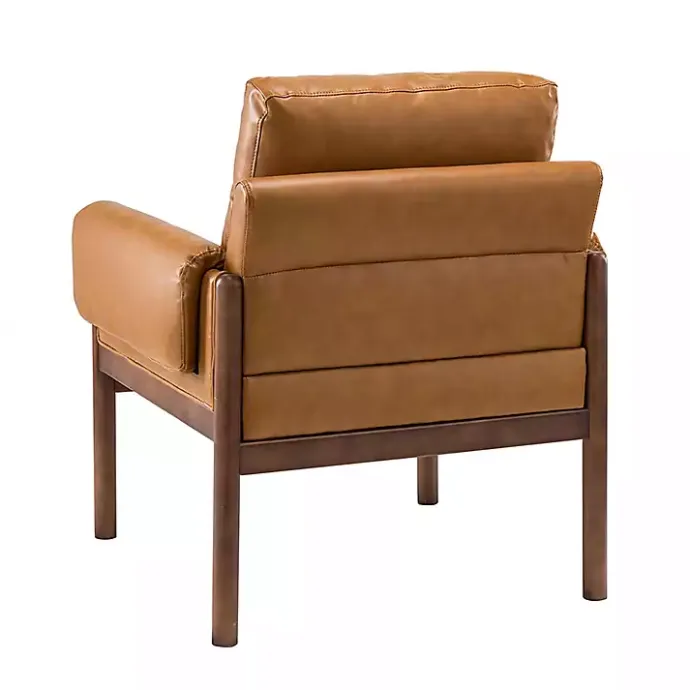 Hot Kirklands Home Cognac Faux Leather and Wood Accent Chair Tan