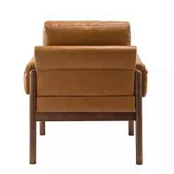 Hot Kirklands Home Cognac Faux Leather and Wood Accent Chair Tan