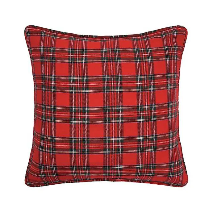 Discount Kirklands Home Collie Plaid Christmas Pillow Red