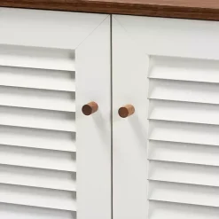 Online Kirklands Home Collier Two-Tone Slatted Shoe Storage Cabinet