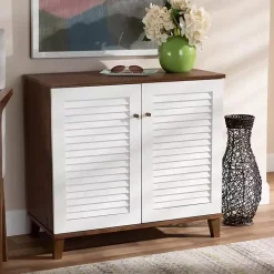 Online Kirklands Home Collier Two-Tone Slatted Shoe Storage Cabinet