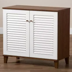 Online Kirklands Home Collier Two-Tone Slatted Shoe Storage Cabinet
