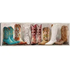 Clearance Kirklands Home Colorful Cowgirl Boots Framed Canvas Art Print