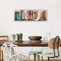 Clearance Kirklands Home Colorful Cowgirl Boots Framed Canvas Art Print