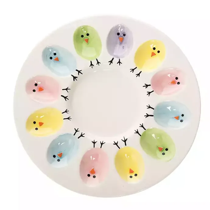 Discount Kirklands Home Colorful Easter Chicks Deviled Egg Plate