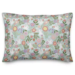 Sale Kirklands Home Colorful Floral Bunnies Lumbar Pillow Multi