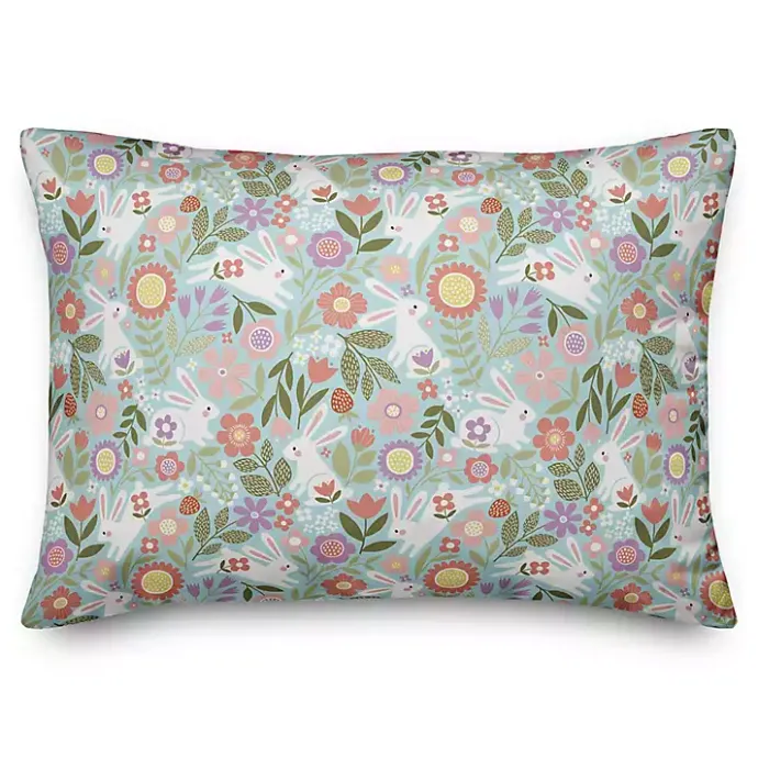 Sale Kirklands Home Colorful Floral Bunnies Lumbar Pillow Multi