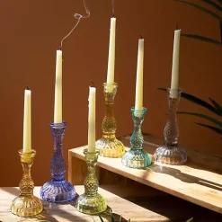 Outlet Kirklands Home Colorful Glass Taper Candle Holders, Set of 6