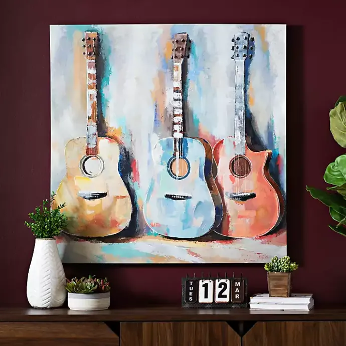 Discount Kirklands Home Colorful Guitars Canvas Art Print Multi