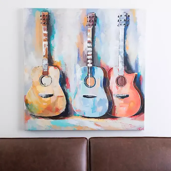 Discount Kirklands Home Colorful Guitars Canvas Art Print Multi