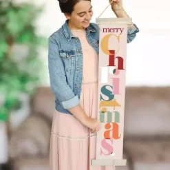 New Kirklands Home Colorful Merry Christmas Hanging Wall Plaque