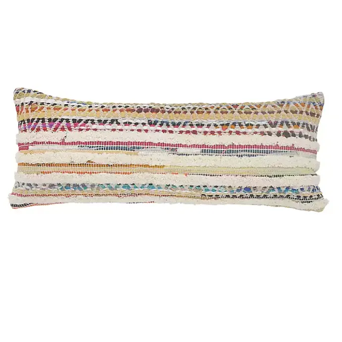 Clearance Kirklands Home Colorful Stripes Textured Handwoven Lumbar Pillow Multi