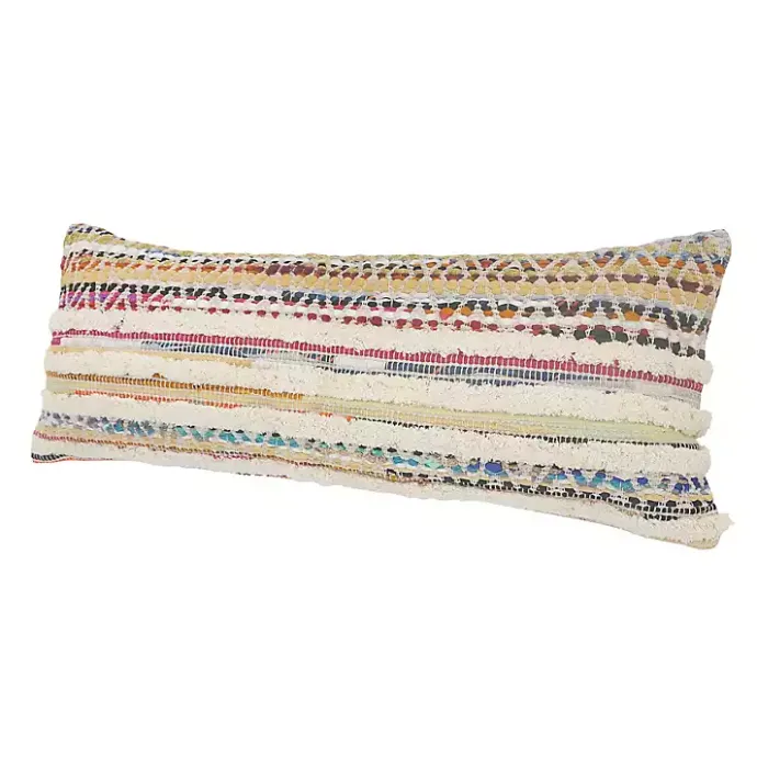 Clearance Kirklands Home Colorful Stripes Textured Handwoven Lumbar Pillow Multi