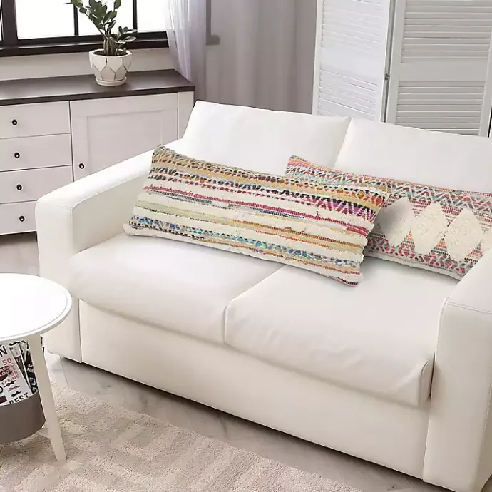 Clearance Kirklands Home Colorful Stripes Textured Handwoven Lumbar Pillow Multi