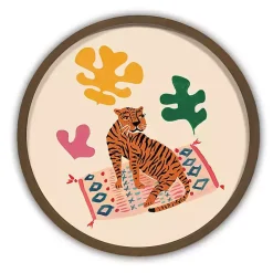 Discount Kirklands Home Colorful Tiger Round Framed Wall Art