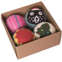 New Kirklands Home Colorful Tufted Christmas Tree Ornaments, Set of 4