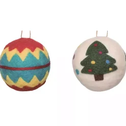 New Kirklands Home Colorful Tufted Christmas Tree Ornaments, Set of 4