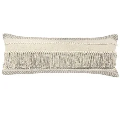Discount Kirklands Home Comfort Beige Knots & Fringe Lumbar Pillow