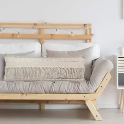 Discount Kirklands Home Comfort Beige Knots & Fringe Lumbar Pillow