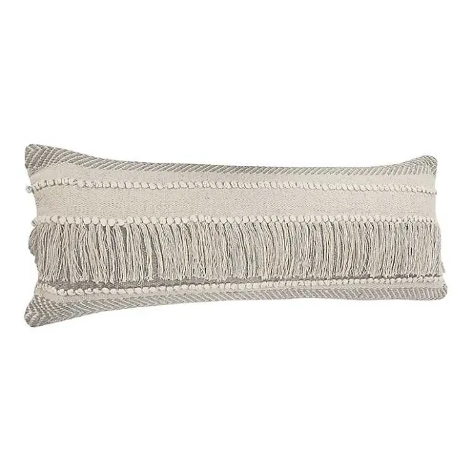 Discount Kirklands Home Comfort Beige Knots & Fringe Lumbar Pillow