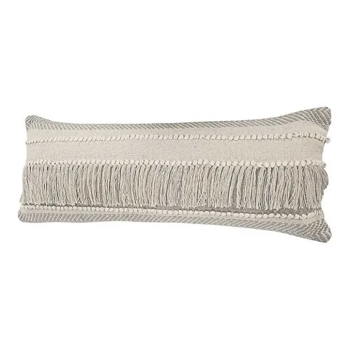 Discount Kirklands Home Comfort Beige Knots & Fringe Lumbar Pillow