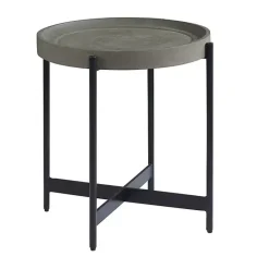 New Kirklands Home Concrete Round Tray Top Side Table Gray