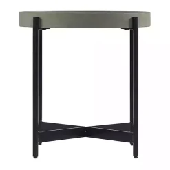 New Kirklands Home Concrete Round Tray Top Side Table Gray